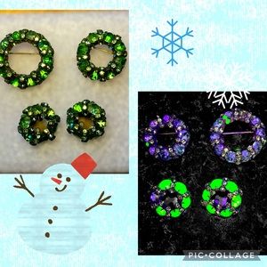 3 Piece Vintage Warner Rhinestone Brooches & Earrings